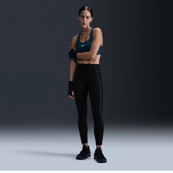 New Nike One Dri-FIT Training Leggings XS Women's Black Teal Athletic Pants - Picture 12 of 14